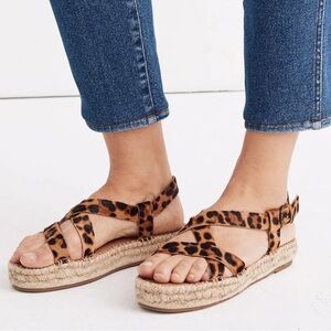 🌻NEW NWOT Madewell The Malia Espadrille Sandal in Leopard Calf Hair Size 9.5